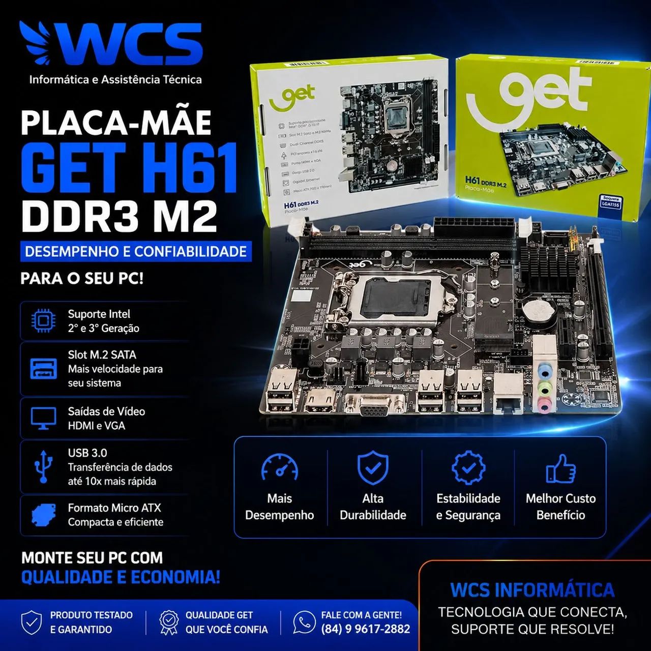 Placa-Mãe Get H61 DDR3 M2 LGA 1155, 