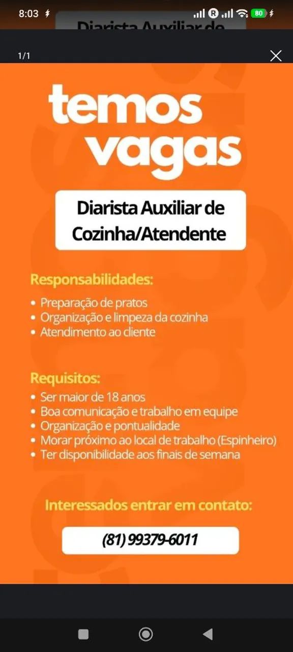 Auxiliar de Cozinha
