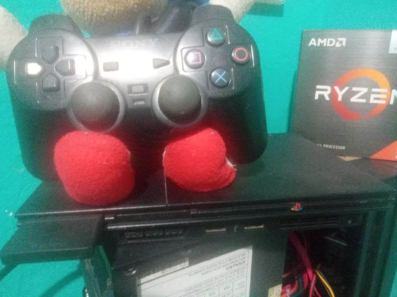 PS2 na caixa + leitor funcionando + controle original 