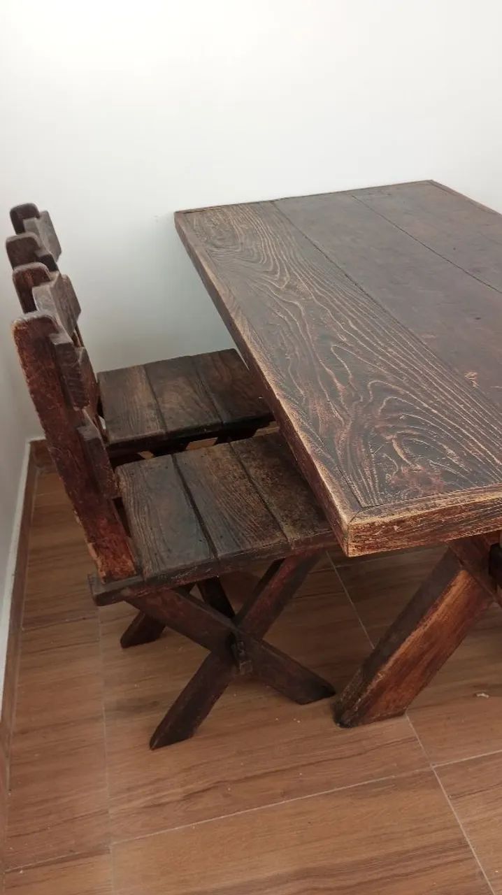 CONJUNTO MESA MADEIRA MACIÇA - Foto 3