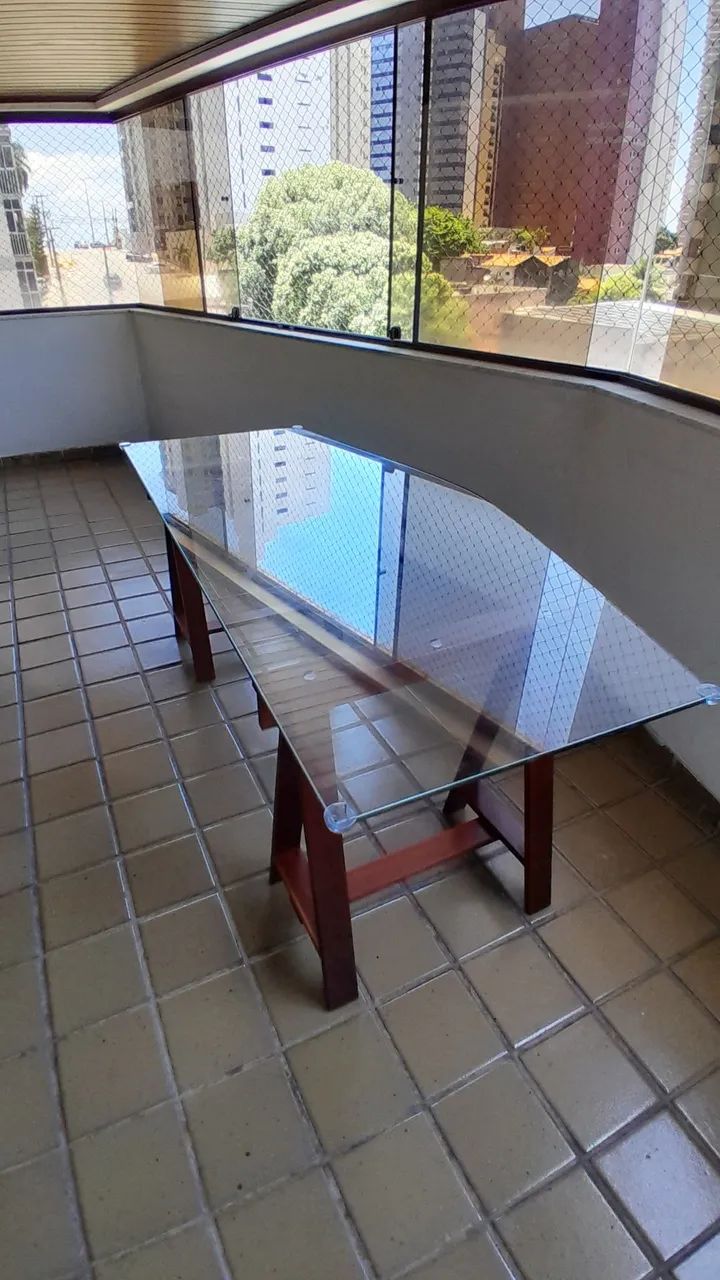 Mesa com cavalete em madeira e vidro 10mm - Foto 2