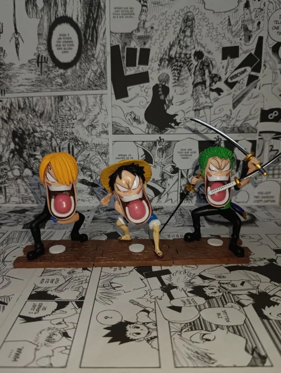 Trio Monstro One Piece - Figures Chibi Luffy, Zoro e Sanji - Foto 4