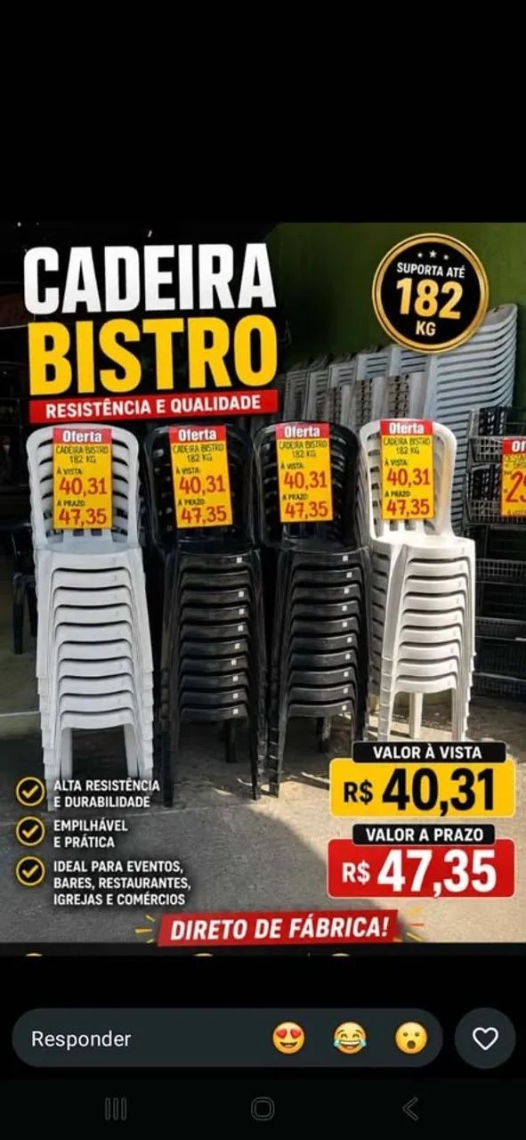 Cadeira de Plástico sem Braço 