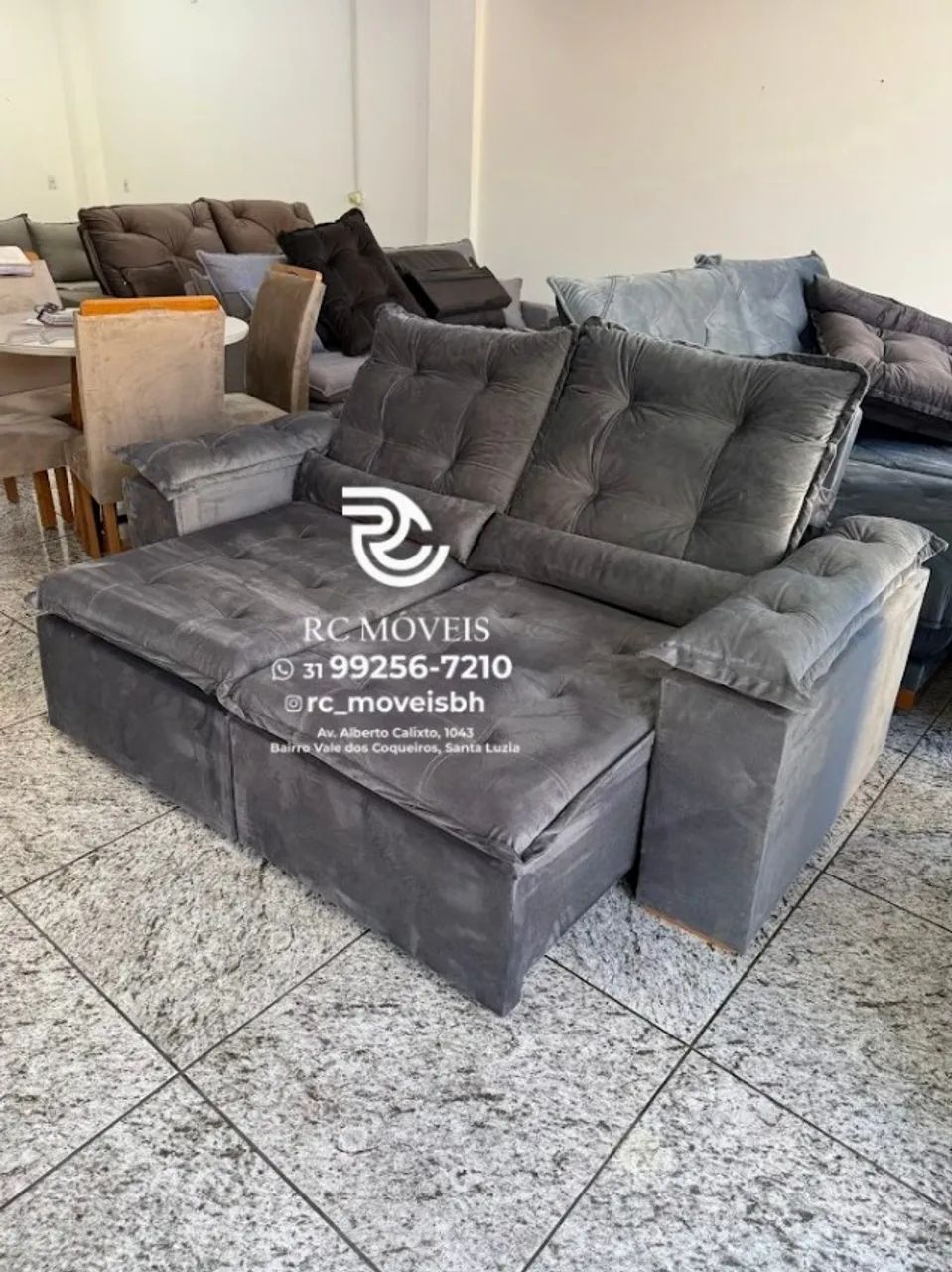 Sofá Retrátil e Reclinável 2m pillow 16cm  - tecido veludo - Otimo Preco - Foto 5