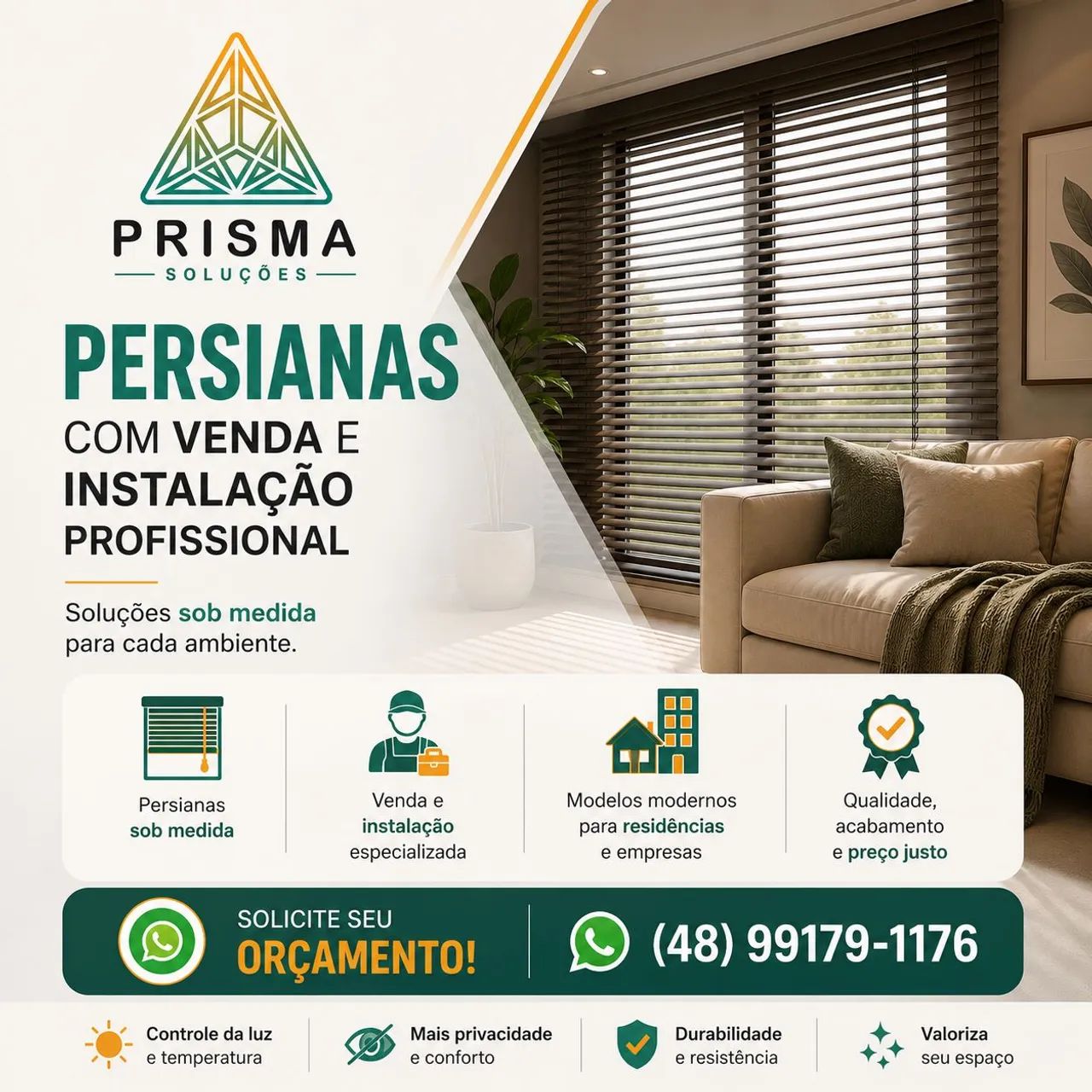 Venda e instalação de persianas e cortinas 