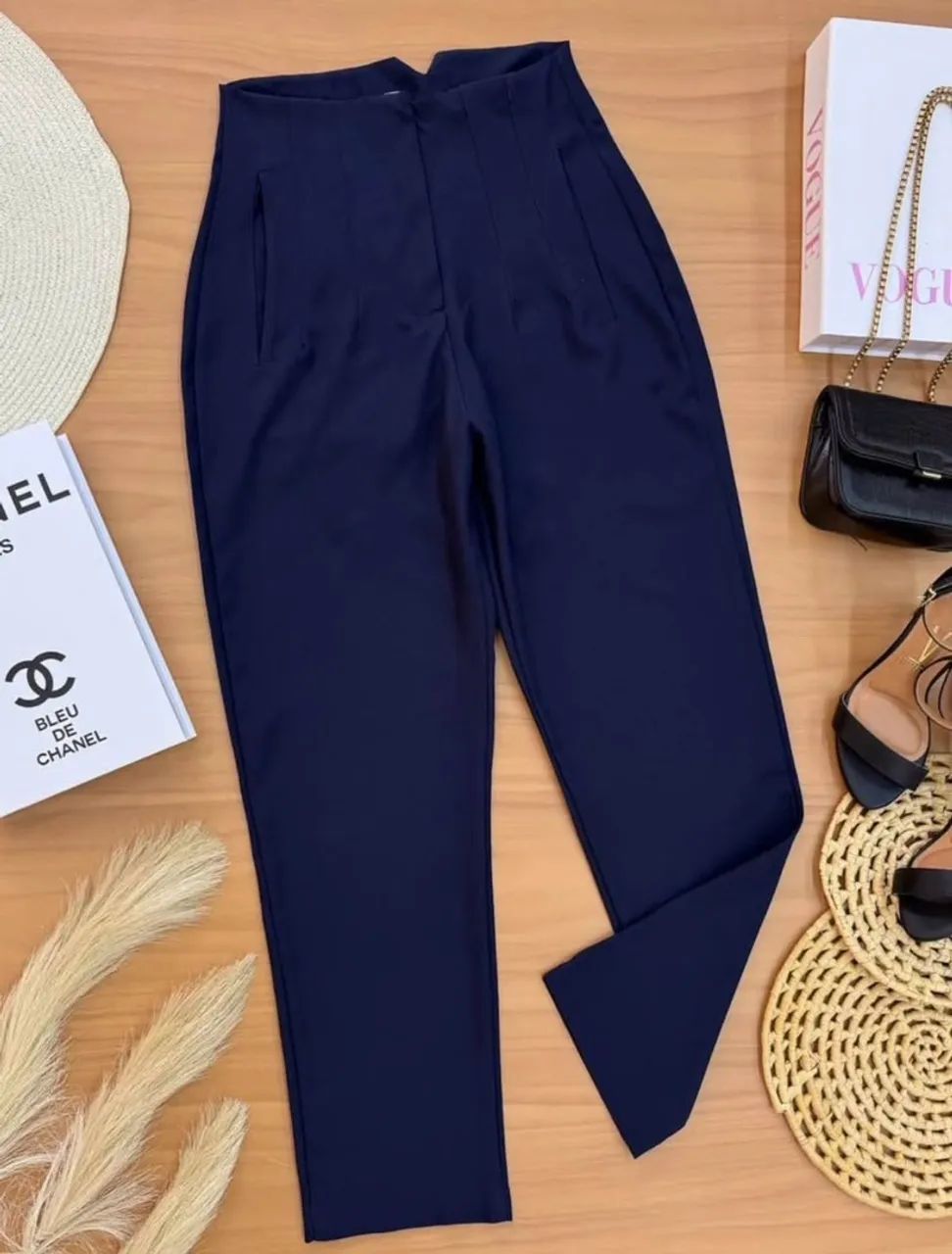 Calça de alfaiataria azul marinho P 