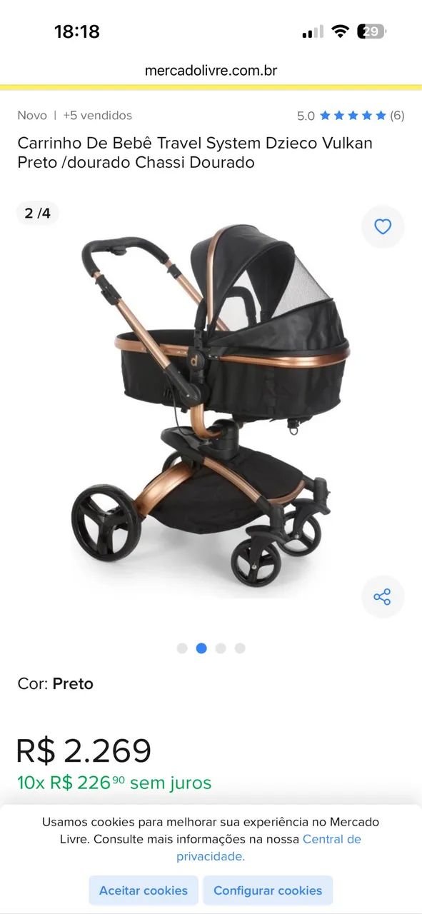Carrinho de bebê galzerano com bebê conforto  - Foto 3