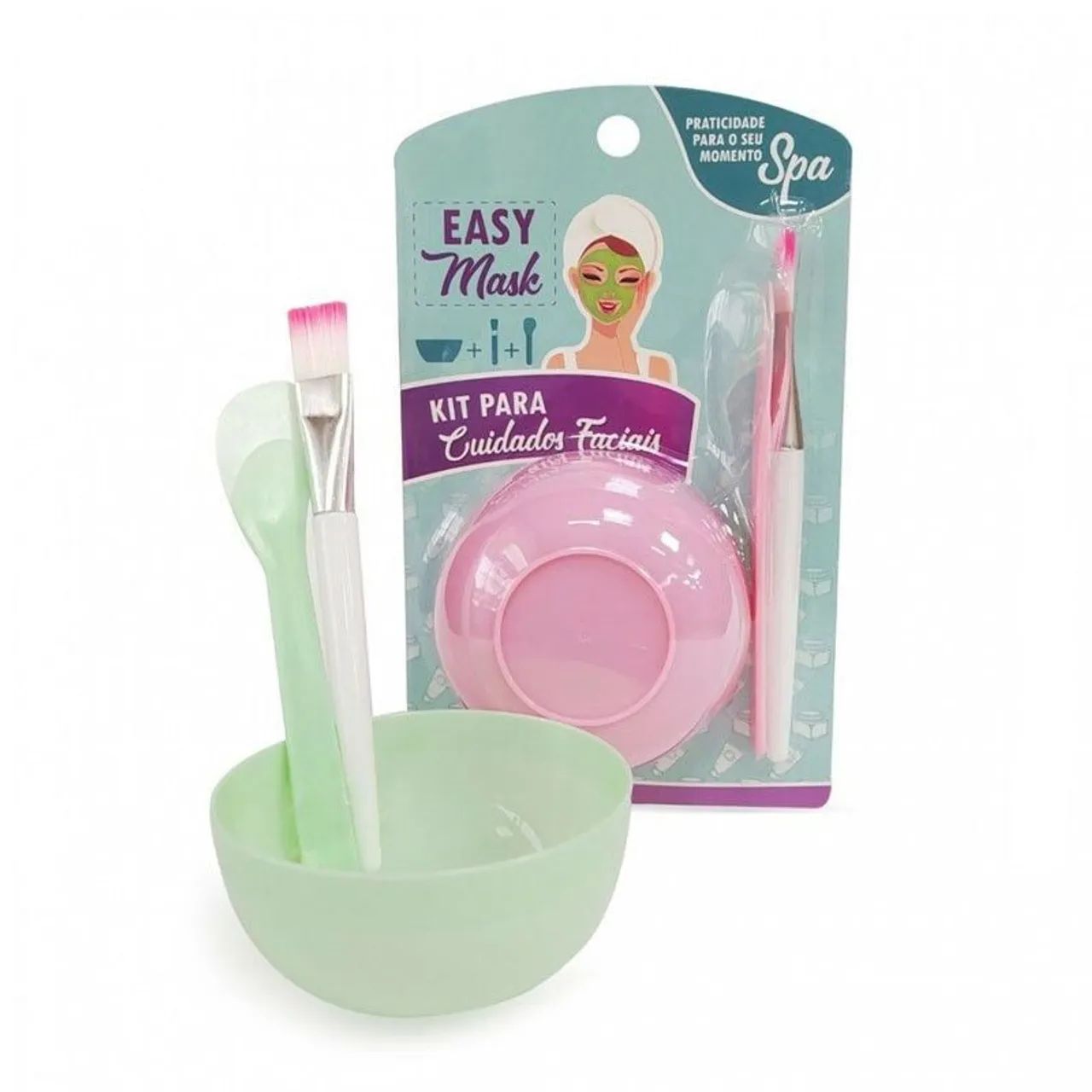 Kit para Cuidados Faciais Pote + Pincel + Espátula