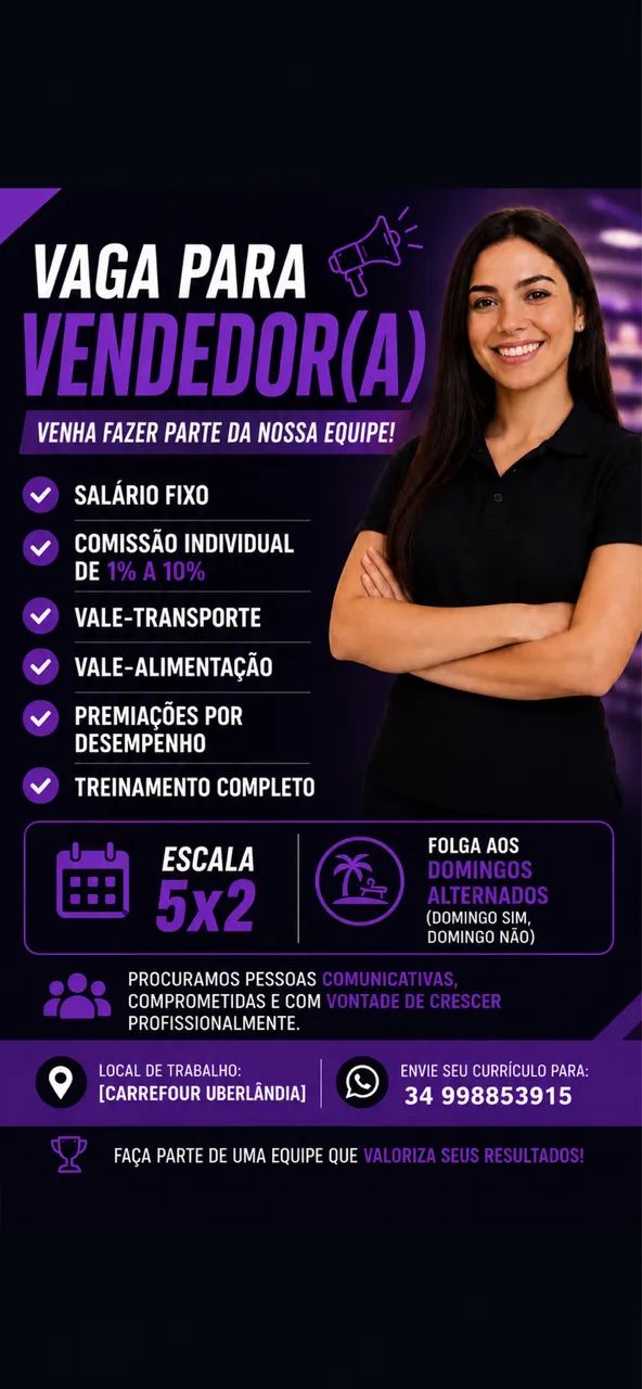 Vaga para Vendedor(a)