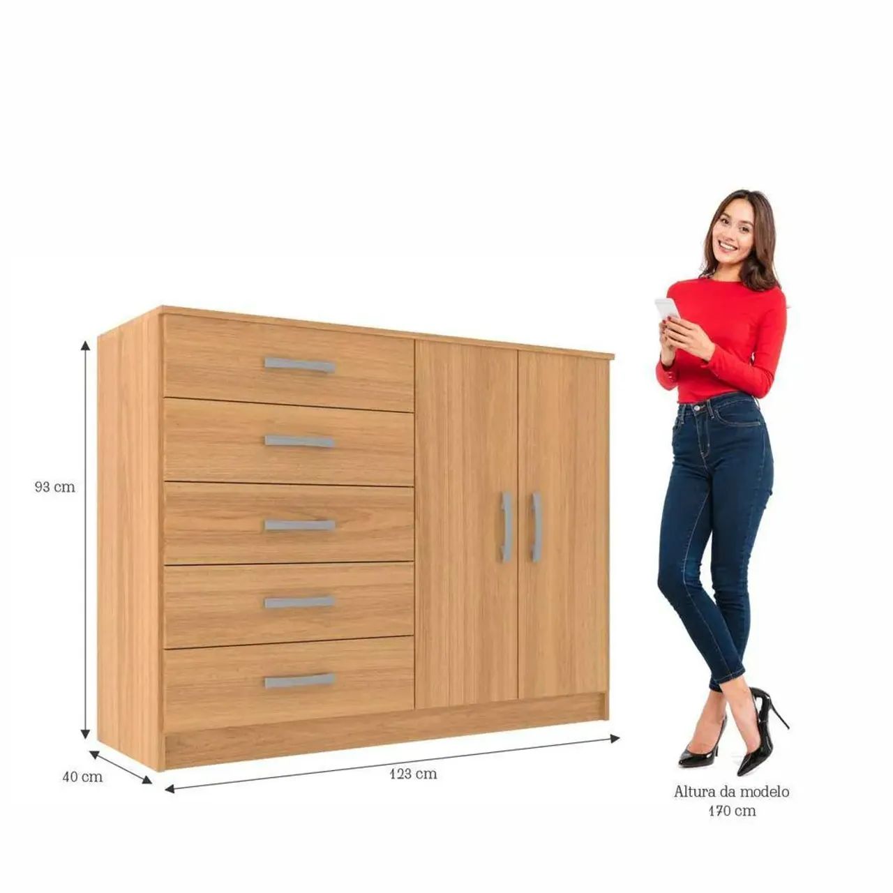 Cômoda 5 gavetas 2 portas - Foto 3