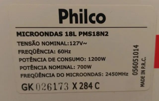Micro-ondas Philco 18L com defeito