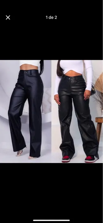 Calça wide leg couro fake