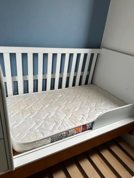 Berço multifuncional + cama auxiliar + colchão  - Foto 4
