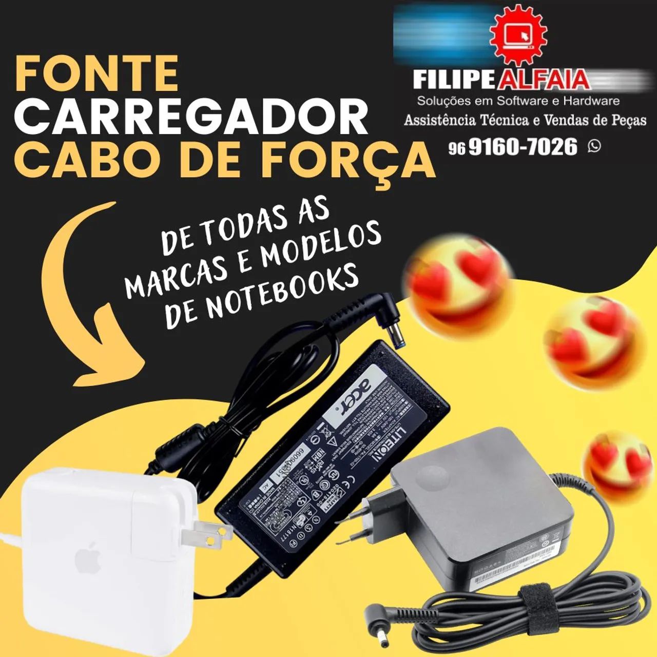 Fonte Carregador Cabo de Força Para Notebooks