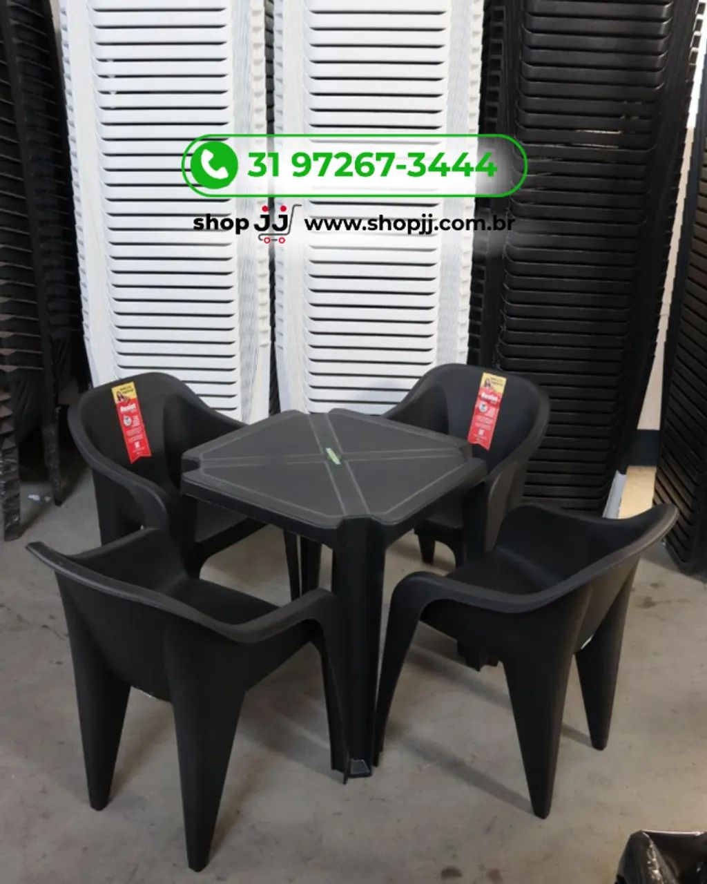Kit de mesa quadrada com 4 poltronas resist 200