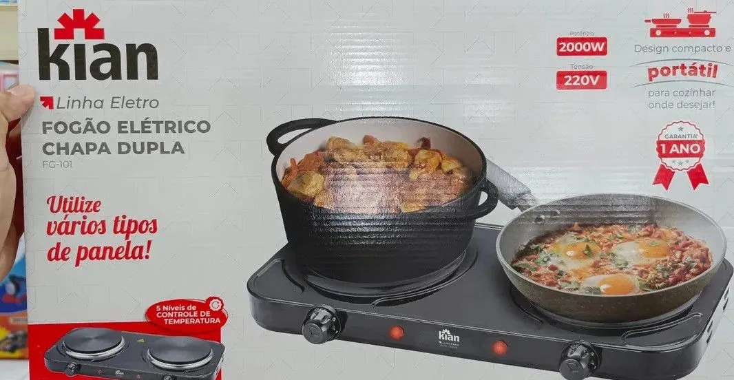 Fogão Elétrico Chapa Dupla Kian - Portátil e Potente