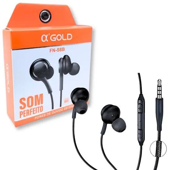 Fone de ouvido c/ fio Gold - Microfone Integrado