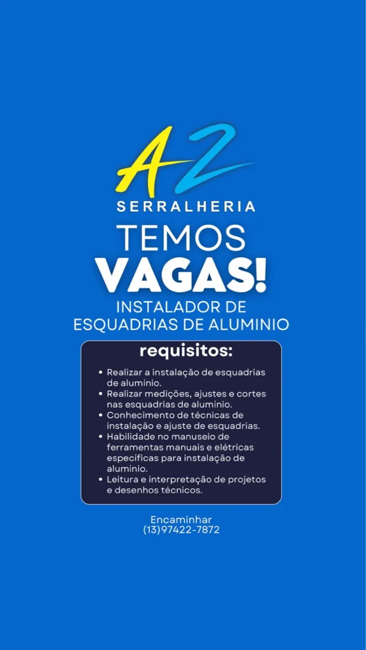 Instalador de Esquadrias de Alumínio