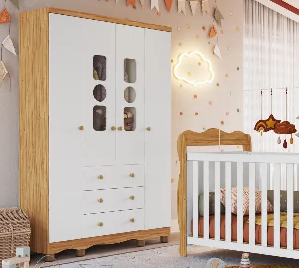 Guarda Roupa 4 Portas Tedy Peroba 100% MDF (Novo)