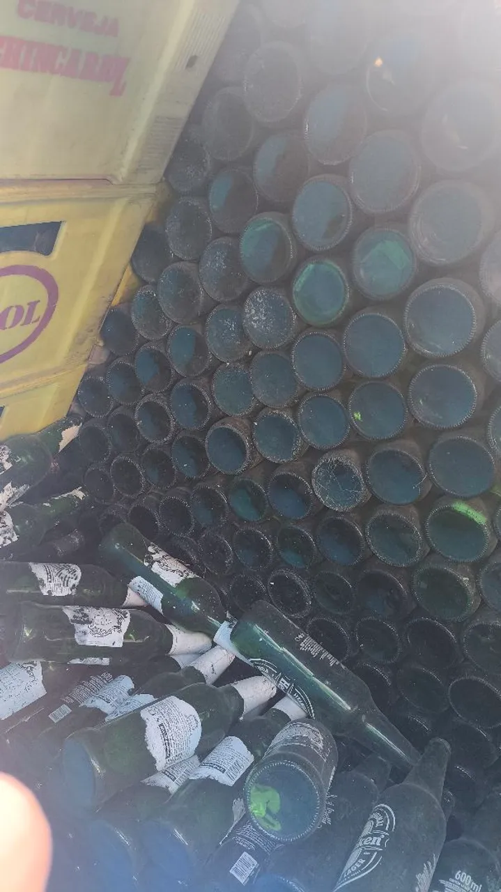 Engradado de garrafas de cerveja