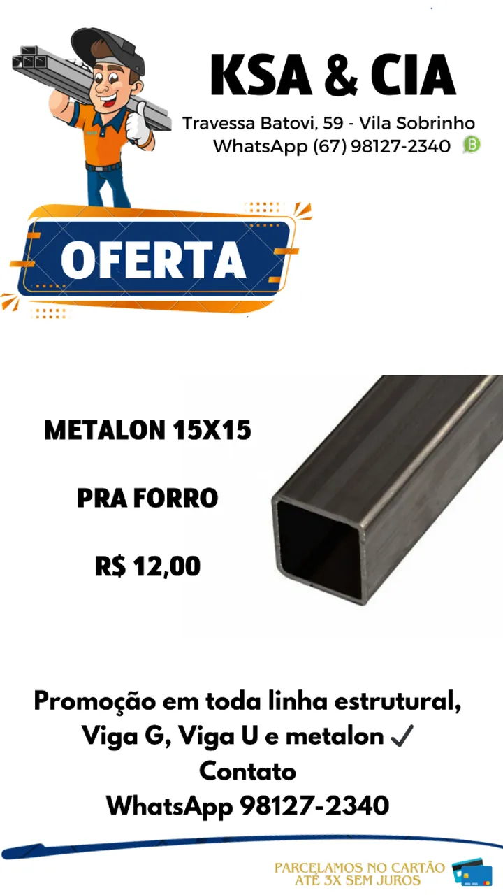 TUBO METALON 15X15 PRA FORRO