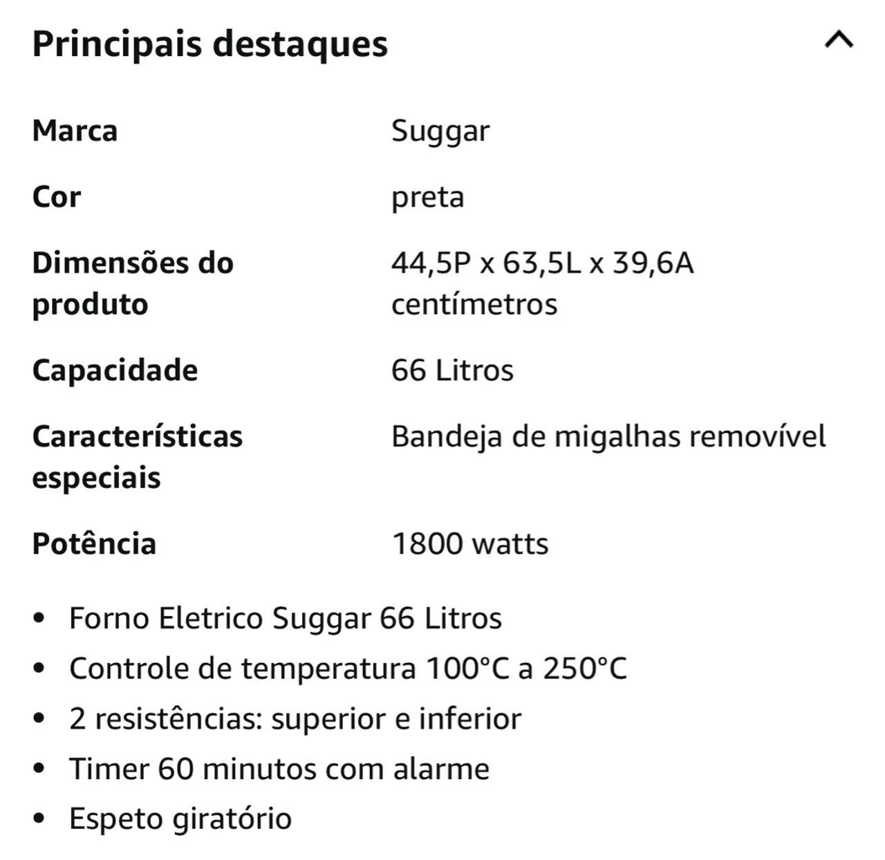 Forno Elétrico Suggar 66 Litros com Rotisserie - Foto 5