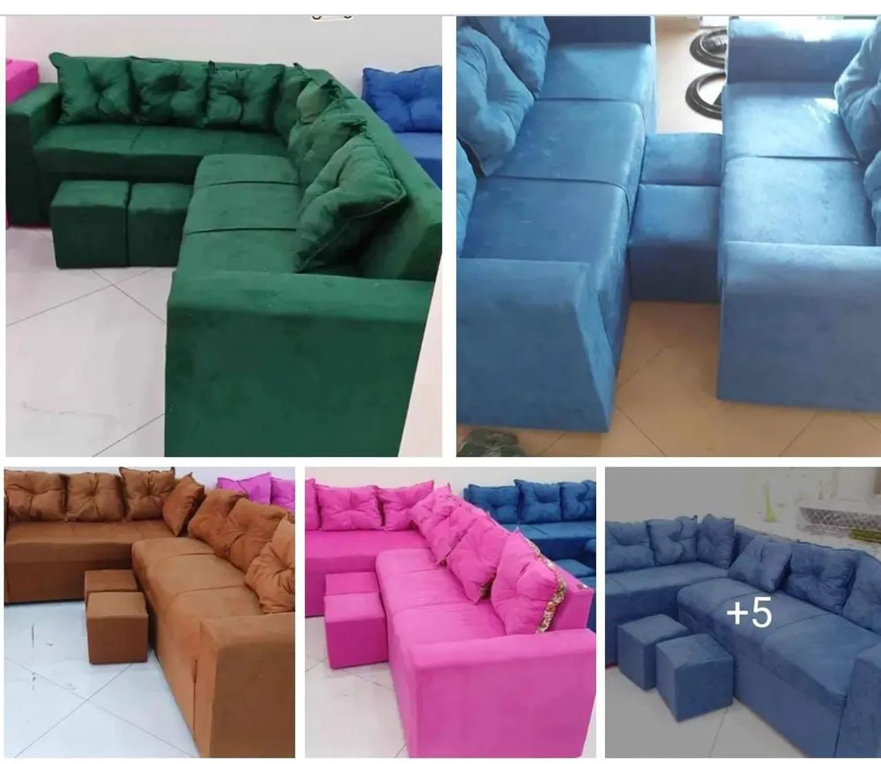 Sofá de canto laranja com puff meu zap * - Foto 2