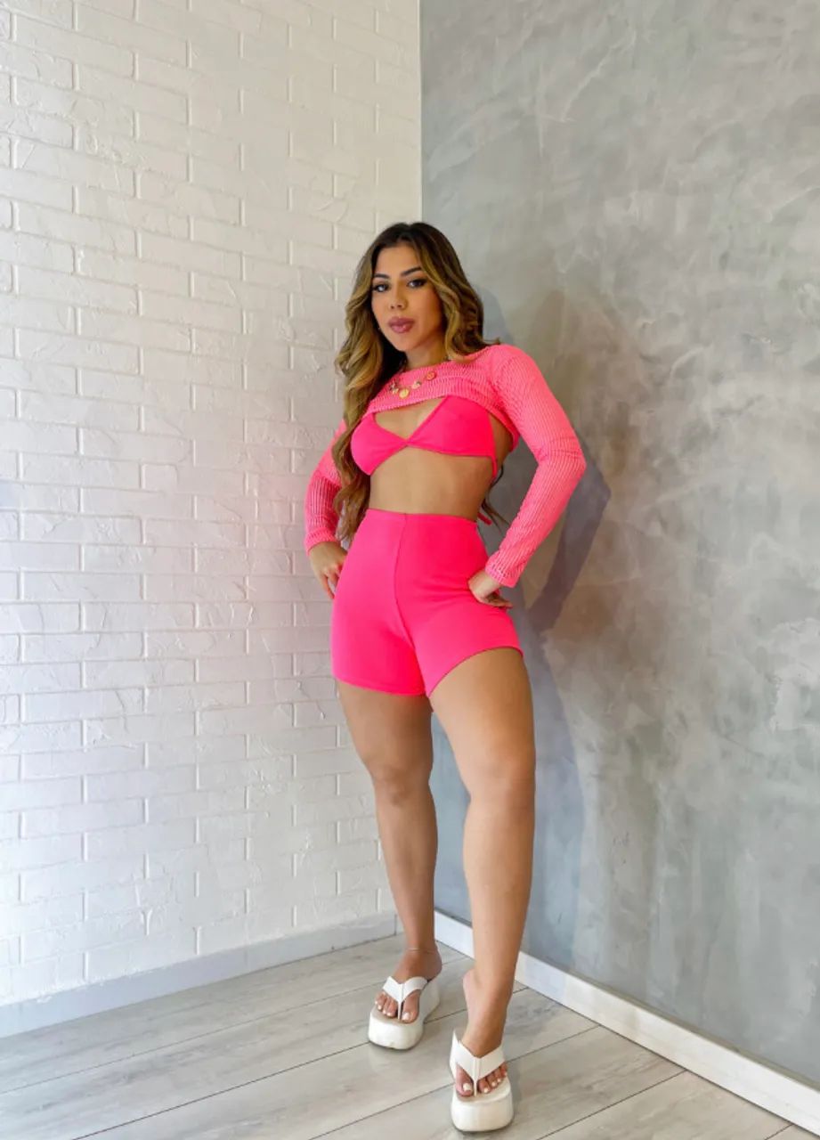 Trijunto biquíni e vestido rosa pink  - Foto 2