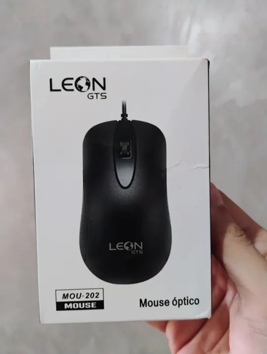 Mouse com Fio LEON GTS - MOU-202 - Preto - Novo - Foto 4