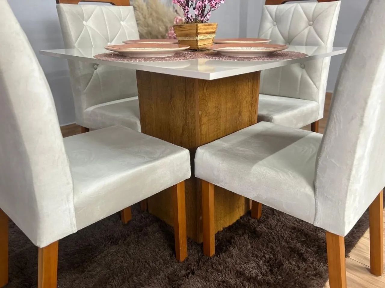 Mesa de Jantar Dakota Plus 90×90 c/ 4 Cadeiras Jasmim - Foto 4