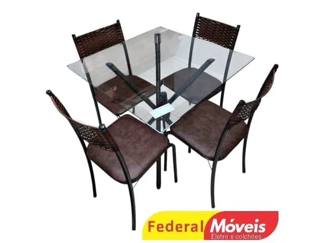 Mesa de Jantar 75x75cm c/ 4 Cadeiras (A PRONTA ENTREGA)