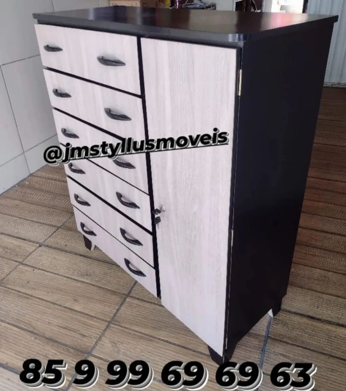 Cômoda moderna com gavetas e armário - Foto 2