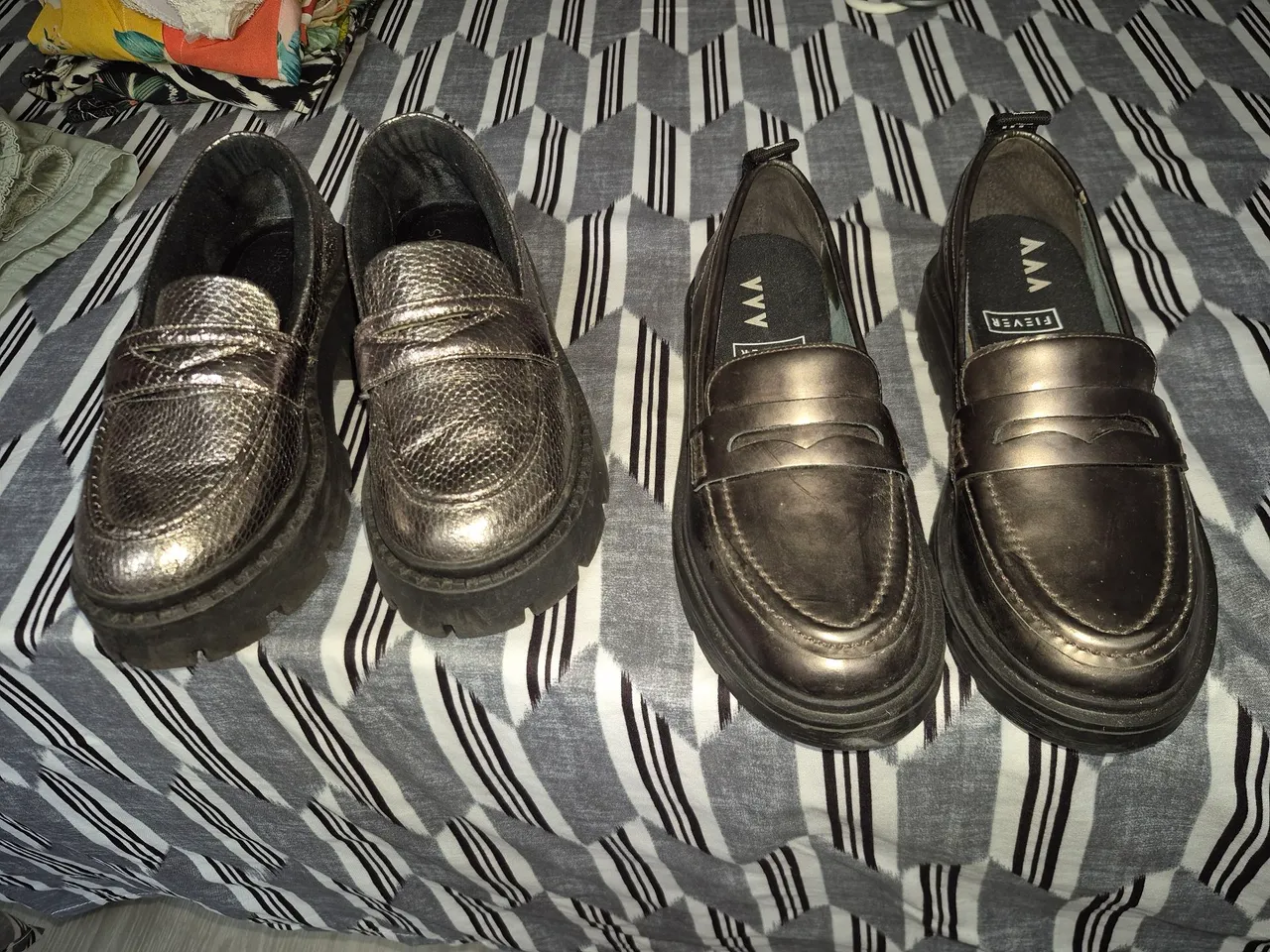Loafers Femininos Plataforma Metalizados