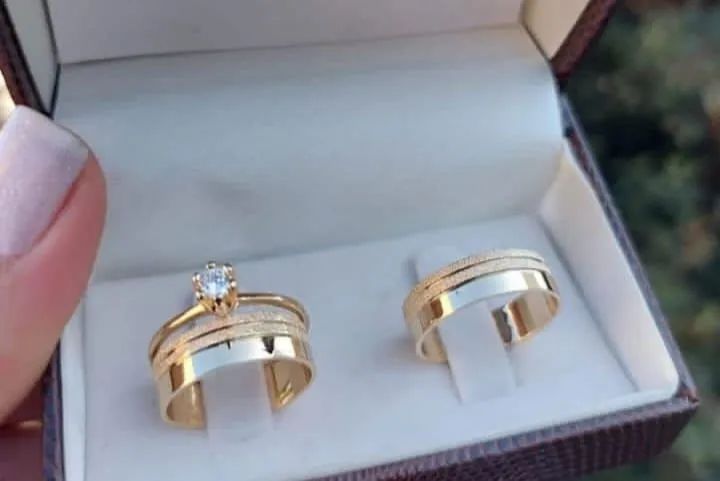 KIT TRIO DE ALIANÇAS NOIVADO E CASAMENTO  - Foto 5