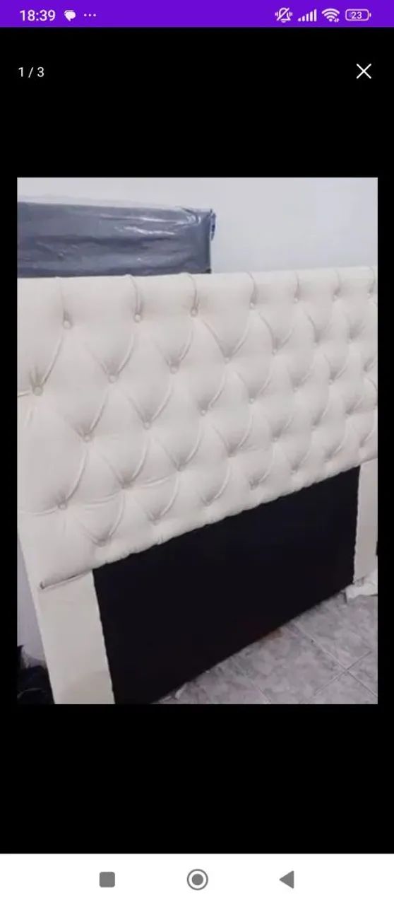Cabeceira de Cama Estofada Branca - Foto 4