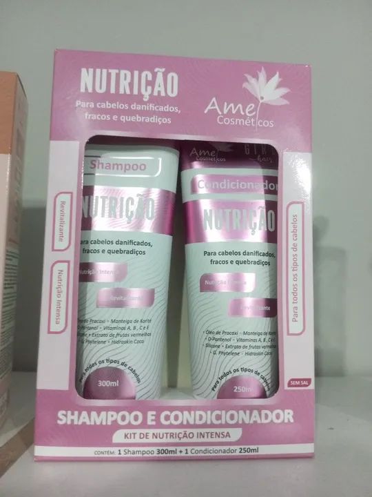 Kit de Shampoo e Condicionador Ame Cosméticos Nutrição Intensa