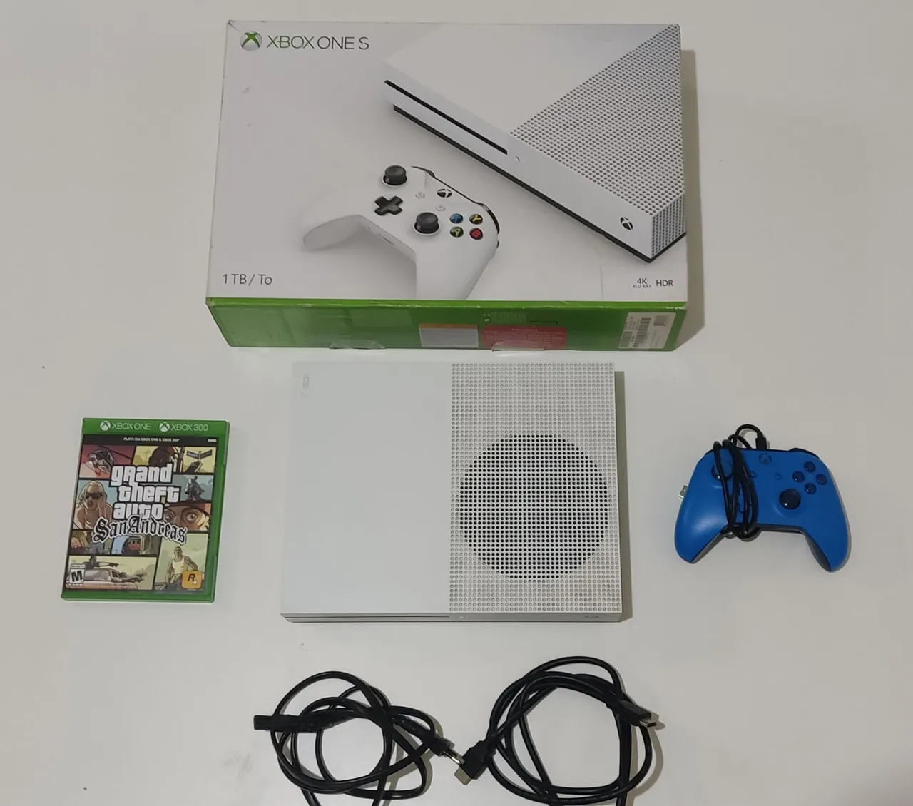 ÚNICO NESSE PREÇO! Xbox One S 1TB com JOGOS + Controle Azul ? IMPECÁVEL!