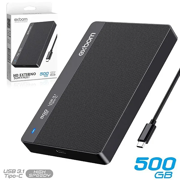 HD Externo 500Gb de 2.5 Polegadas Type C 3.1 (Disco Rígido) - Exbom em São Luís ma