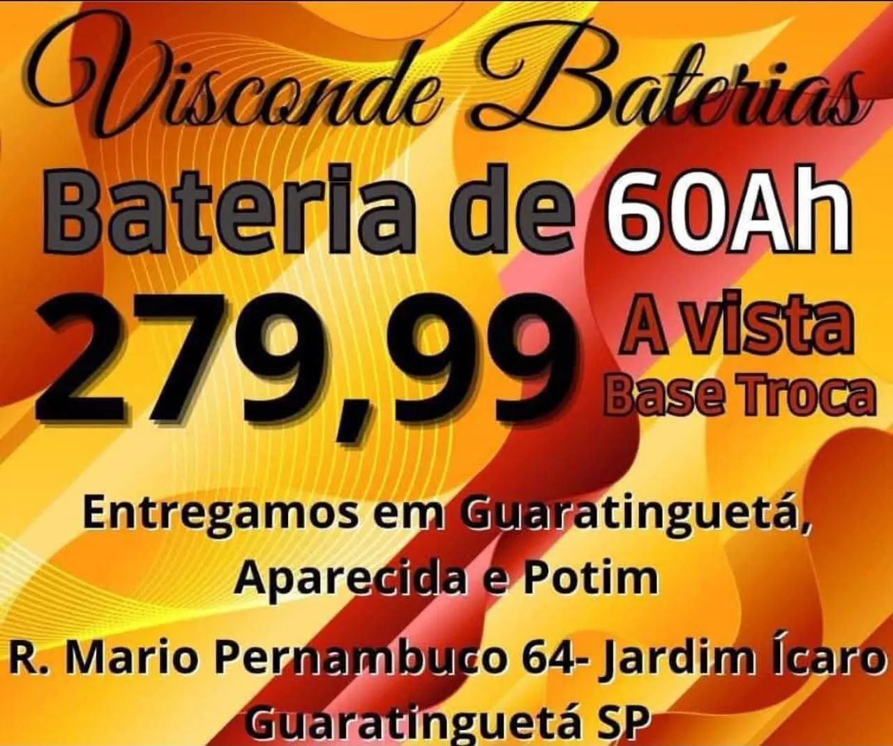Bateria de 60Ah Visconde - Guaratinguetá