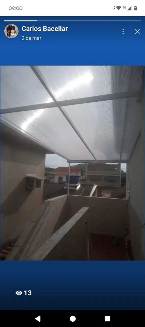 Cobertura em policarbonato para área externa