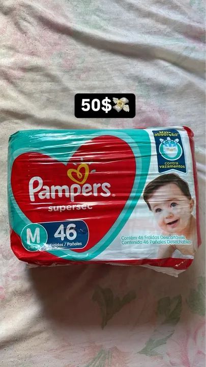 Fraldas Pampers Supersec M - Pacote com 46 unidades