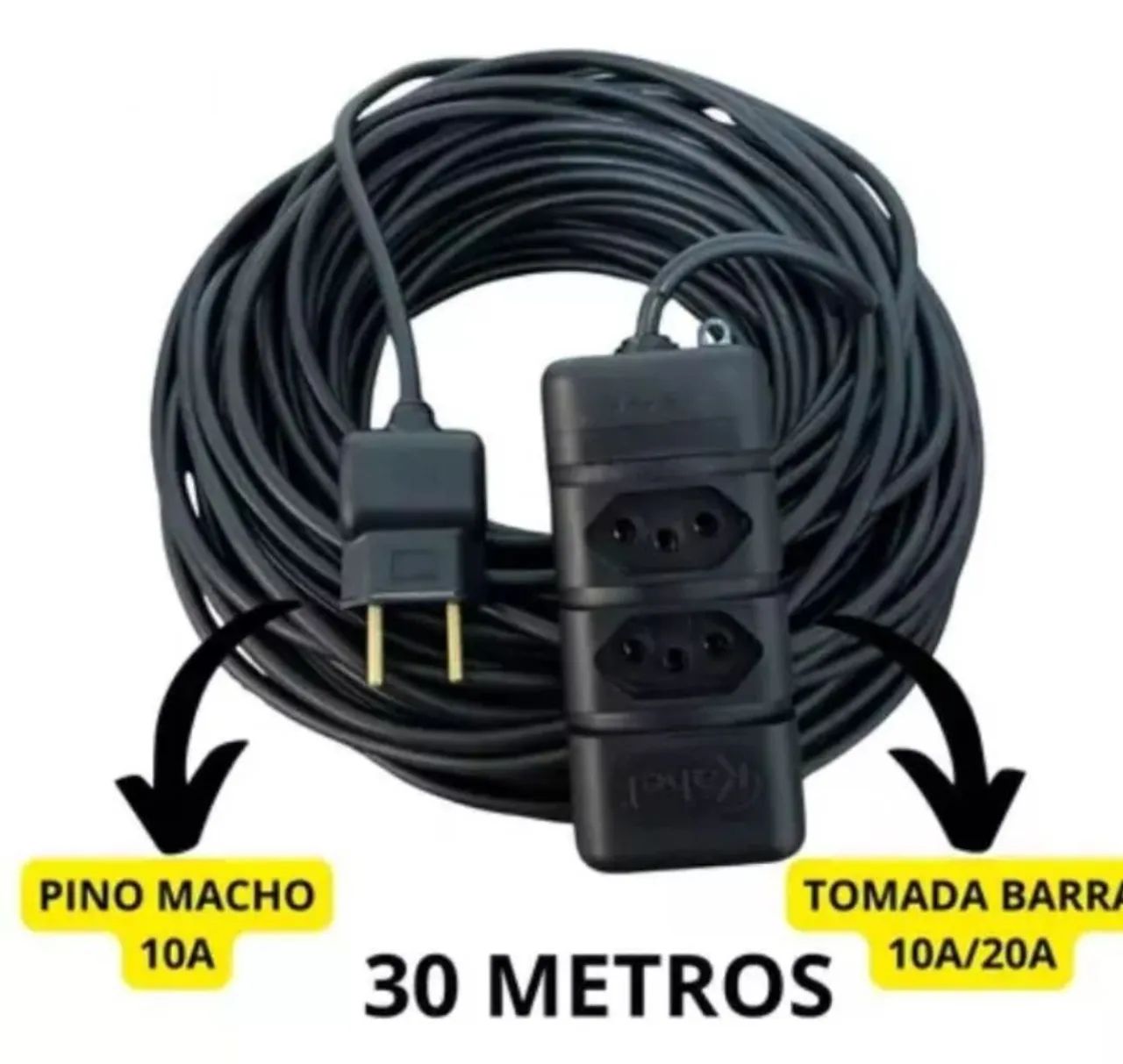 Extensão Elétrica 30 metros PP 2x1.0mm - Grossa Reforçada Bivolt - Pronta Entrega