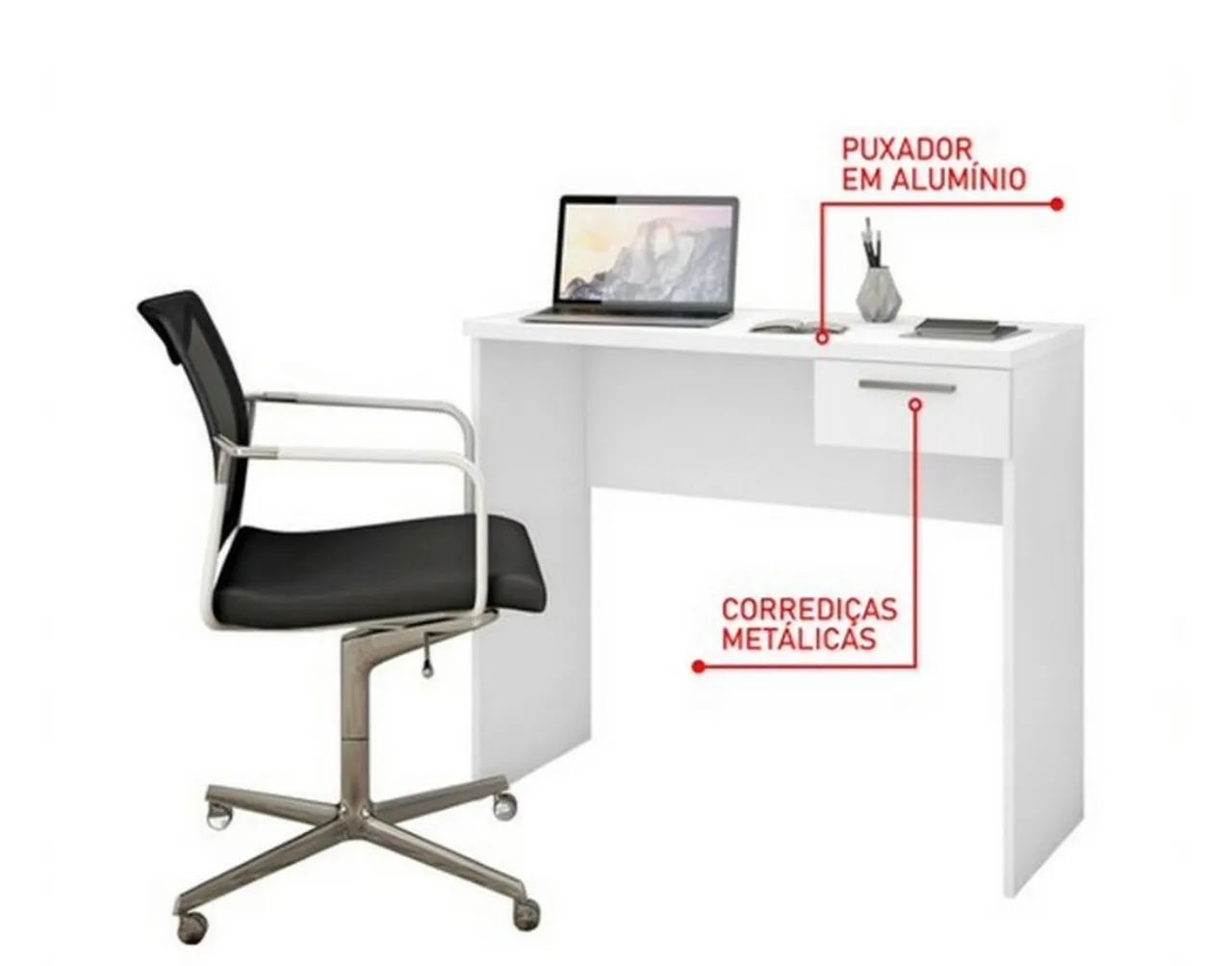 Mesa Escritório 1 Gaveta - Entrega Grátis Hoje!  - Foto 3