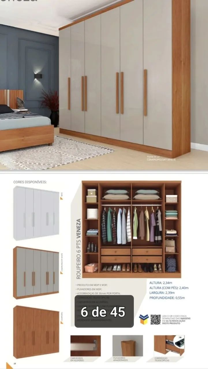 Guarda-roupa espaçoso 100%MDFcasal tcil 