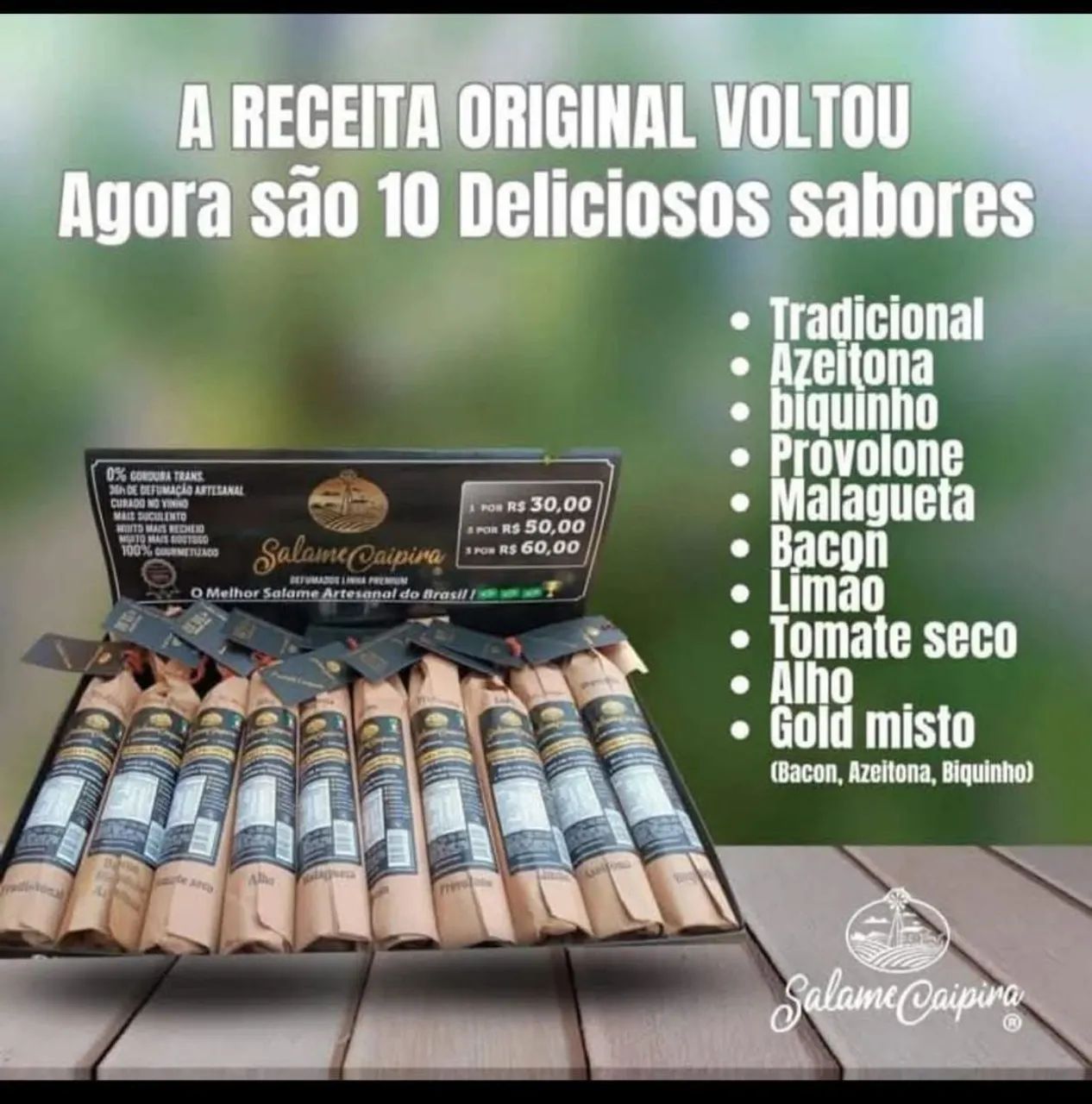 Salame Caipira - 10 Sabores Deliciosos!