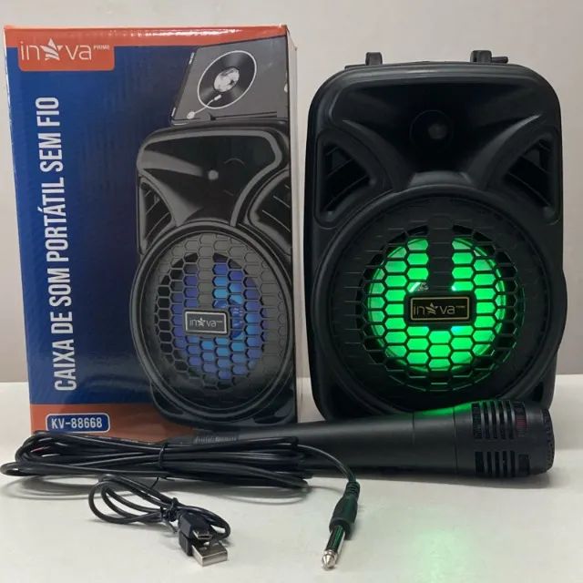 CAIXA DE SOM BLUETOOTH + MICROFONE KIT KARAOKE 