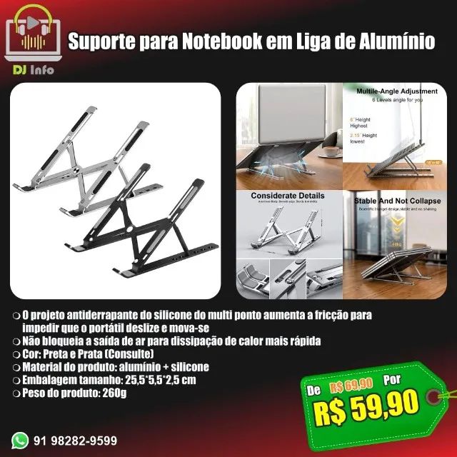 Suporte para Notebook em Liga de Alumínio