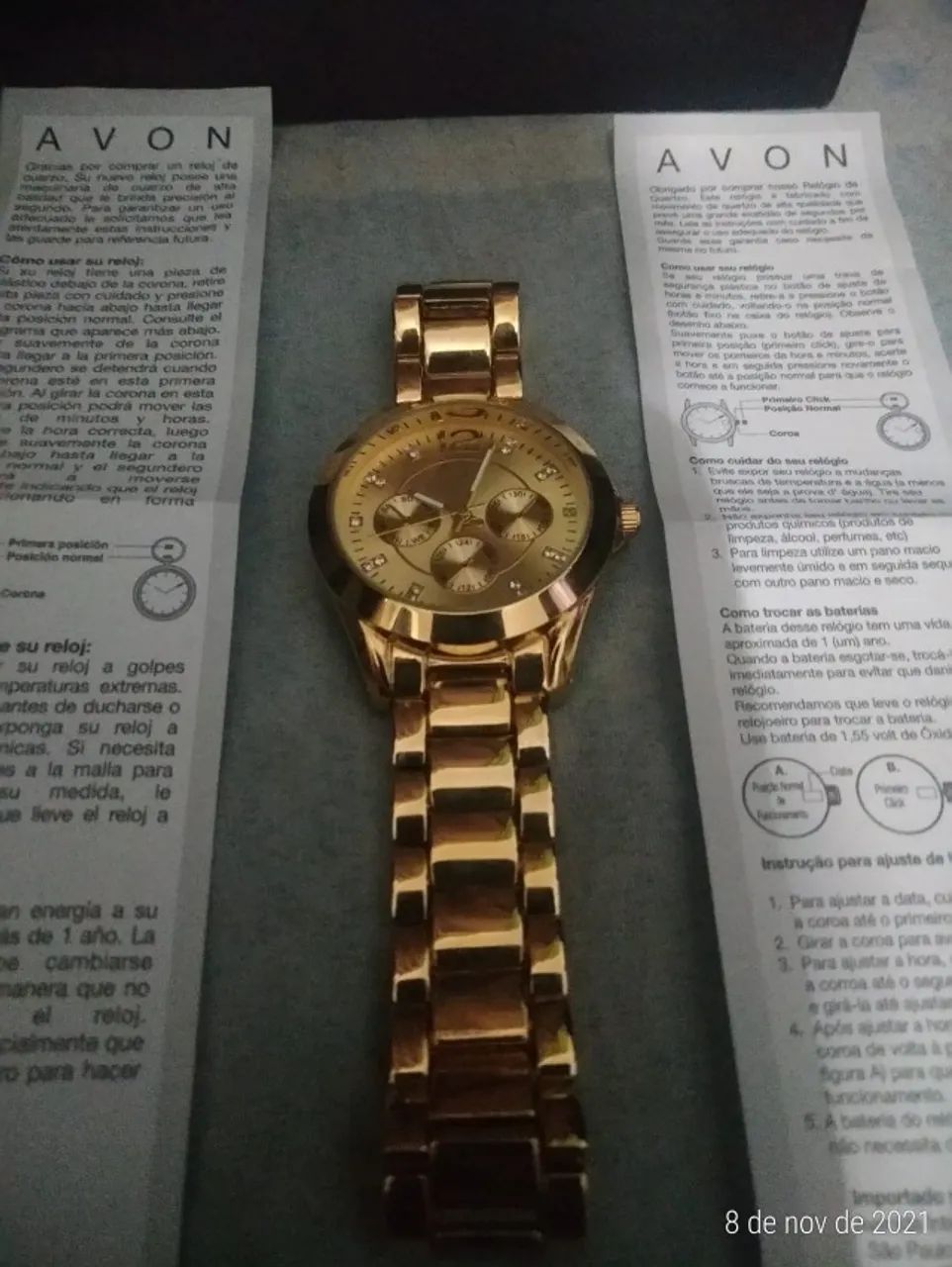 Relógio de pulso dourado Avon muito novo - Foto 3