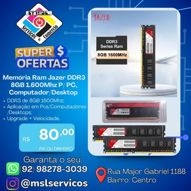 JAZER DDR3 8GB 1600MHz RAM Memory - More Speed and Performance for your PC!64385501722626120