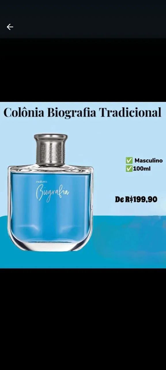 Colônia Biografia Tradicional Natura Masculino 100ml